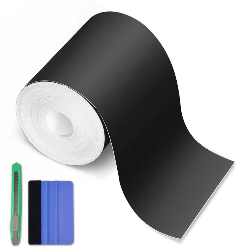 Arespark Matte Black Vinyl Wrap  Self-Adhesive Matte Vinyl Tape for Black Out Chrome Delete Window Trim  Car Chrome Delete Tape DIY Film Sticker with Installation Tools (4in x 30feet) - Image 1